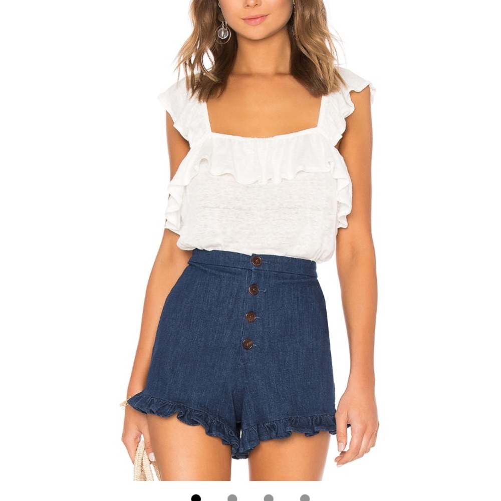 1. State linen ruffle top s more ivory than white